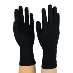 Long Wristed Cotton Glove Black - Med.