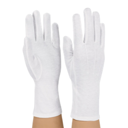 Long Wristed Cotton Glove White - Large